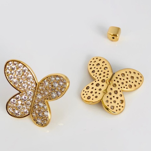 NEW Kate Spade Gold & Crystal Butterfly Statement Earrings - Picture 6 of 7